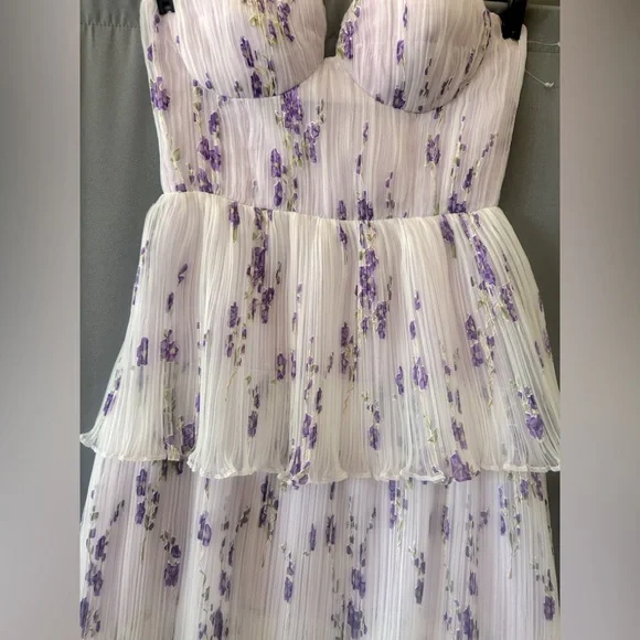 Dress the Population Lavender Floral Strapless Maxi Dress - Picture 7 of 11